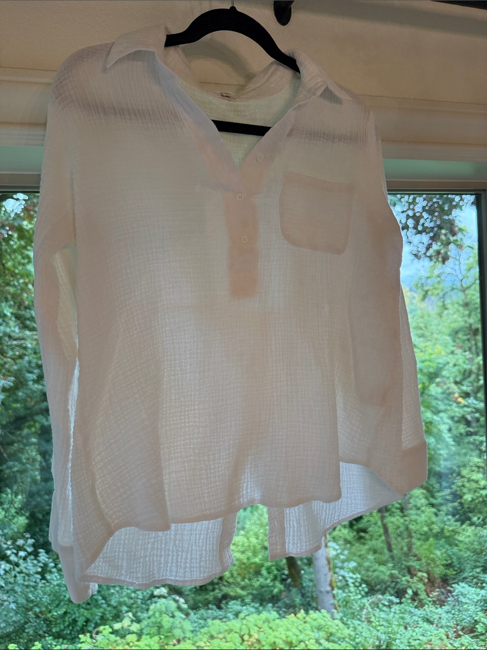 Jack by BB Dakota White Crinkled Button-Front Blouse
